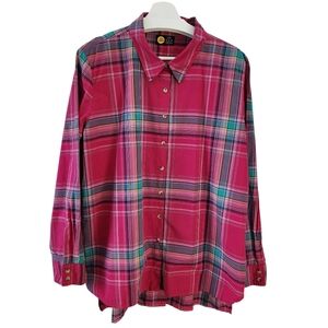 LIFE IS GOOD Pink Plaid Cotton Button-Up Shirt classic fit xl